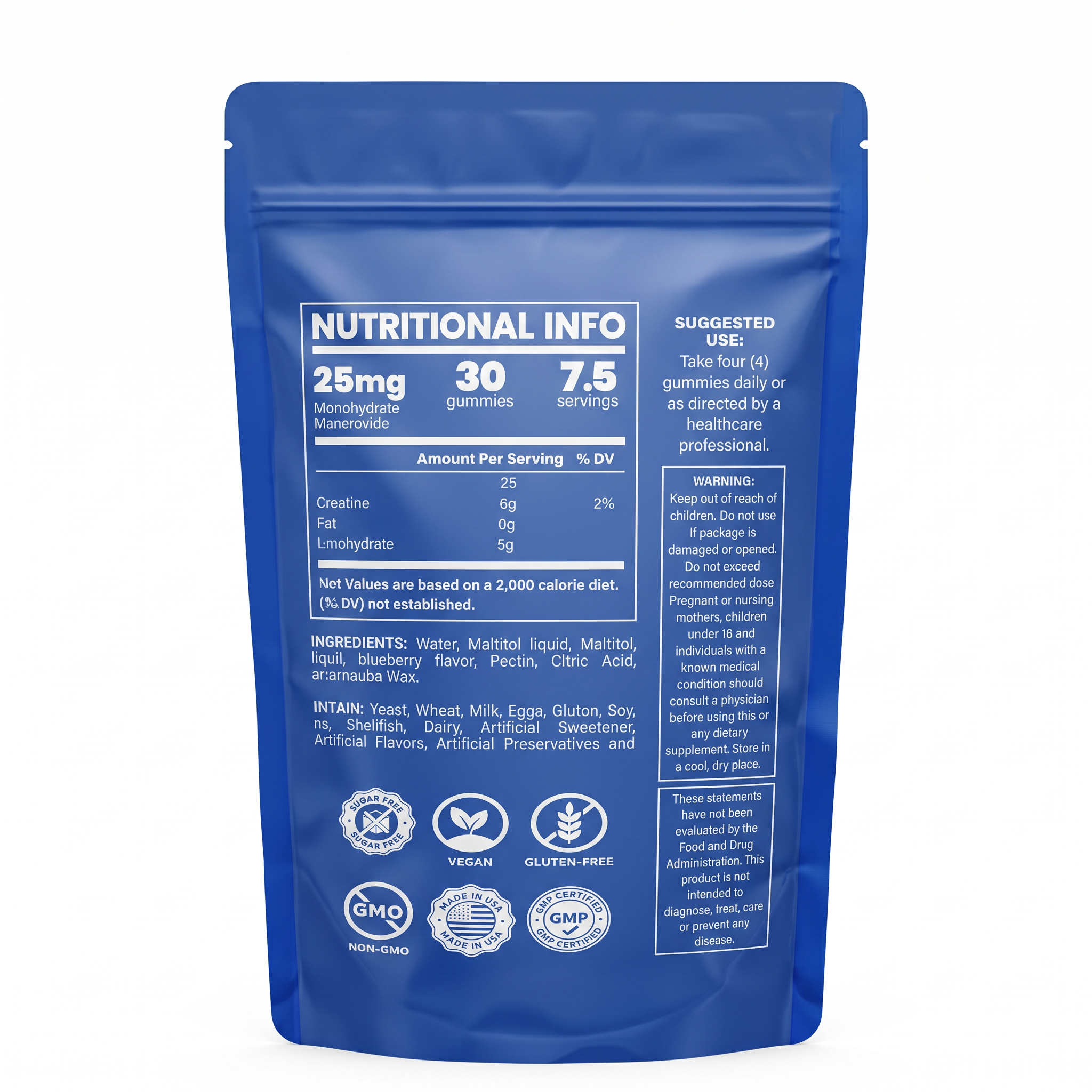 Creatine Gummies 5000mg sabor blueberry 30 unidades — vista 4