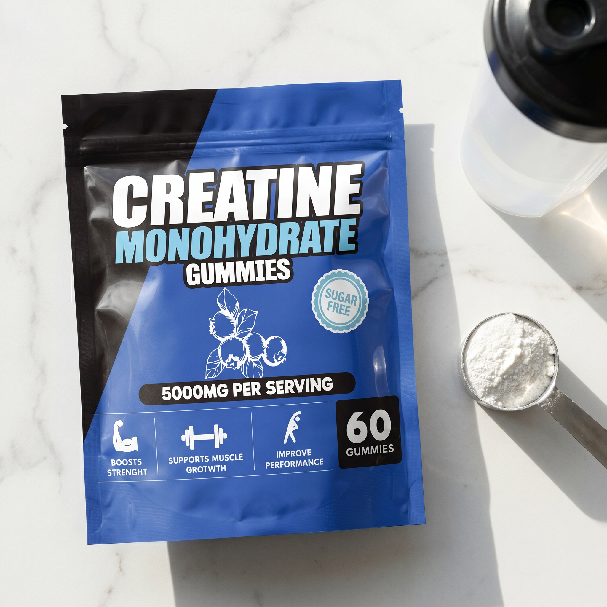 Creatine Gummies 5000mg sabor blueberry 60 unidades — vista 1