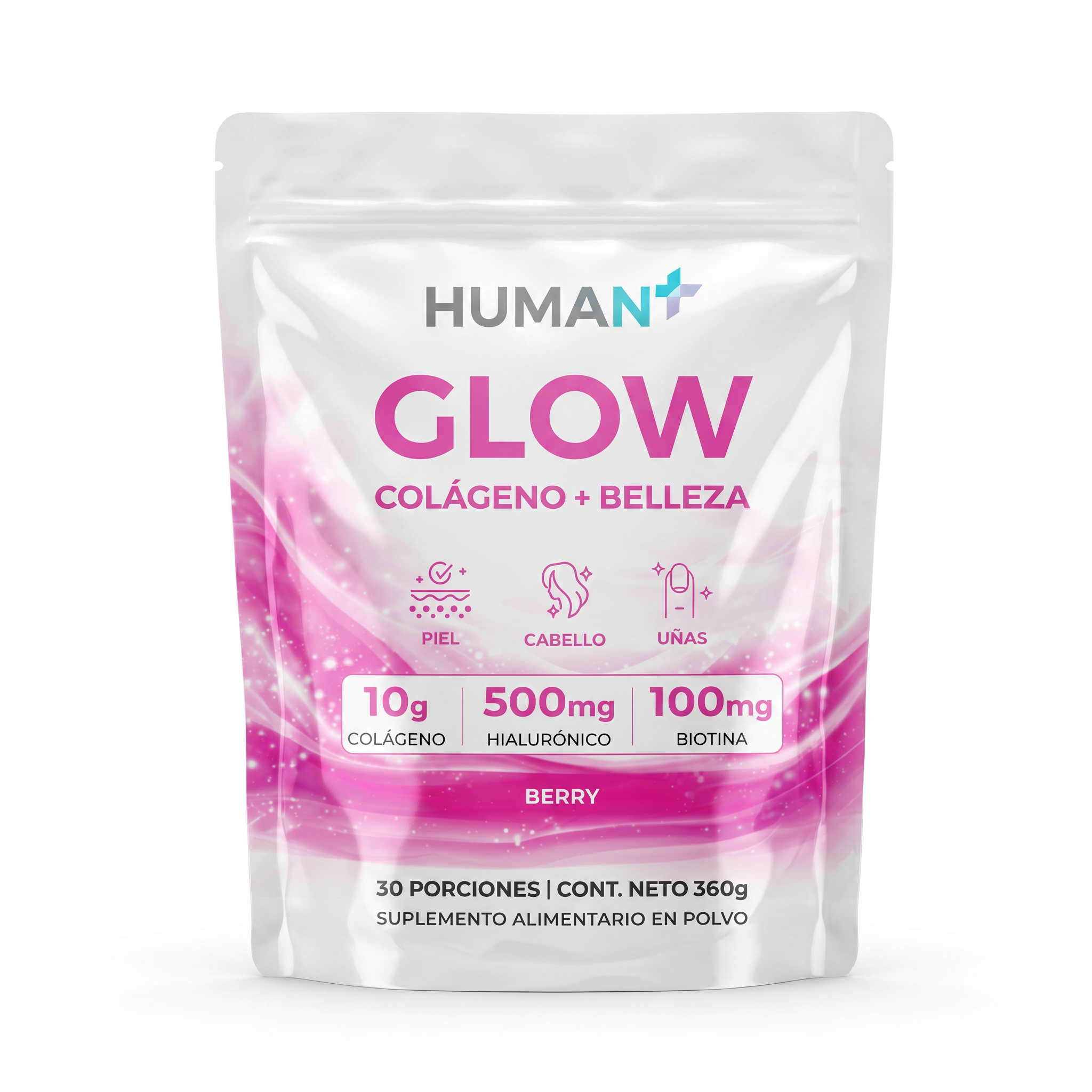 GLOW colágeno hidrolizado biotina 250g HUMAN+ — vista 2