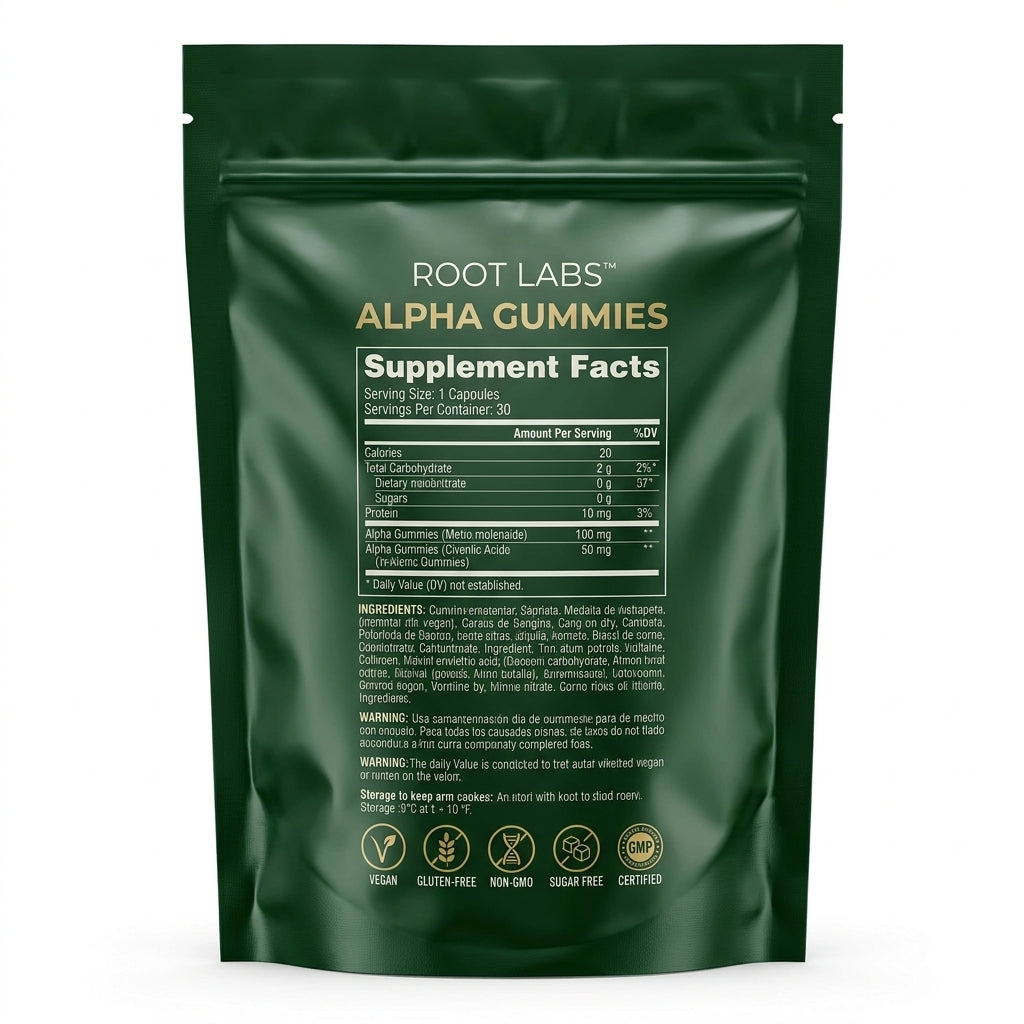 ROOT LABS Alpha Gummies 10 en 1 Shilajit Ashwagandha Maca — vista 3